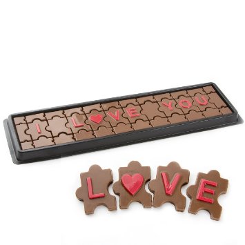 Valentines Day Chocolate Gift for Him or Her I Love You Handcrafted Gourmet Solid Milk Chocolate Puzzle Gift Box 36 Pcs  Love Chocolate Heart - Oh Nuts