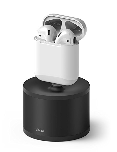 elago D Stand [Black] - [AirPods Charging Station][Premium Aluminum][Cable Management] - for AirPods, Siri Remote, iPhone and Magic Mouse