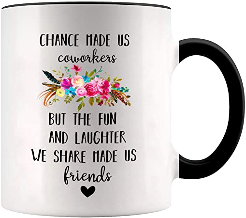 Younique Designs Coworker Mug, 11 Ounces, Co Worker Gifts for Women (Black Handle)
