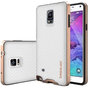 Galaxy Note 4 case, Caseology® [Envoy Series] [Carbon Fiber White] Premium Leather Bumper Cover [Leather Textured] Samsung Galaxy Note 4 case