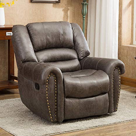 Bonzy Home Recliner Chair Adjustable, Sofa Chair with Back Cushion for Bedroom & Living Room, Gray