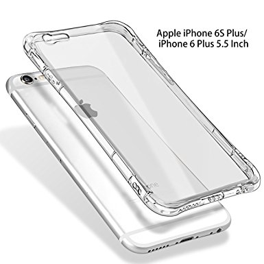 Crystal Clear iPhone 6 Plus/6S Plus Case, 360 Degree Shock-Absorption iPhone Case, Slim Flexible Soft TPU Bumper Cover Case for Apple iPhone 6 Plus/6S Plus, Clear