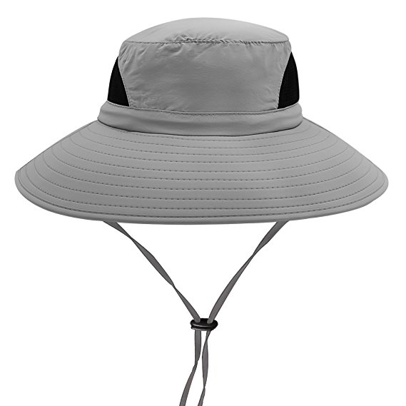 Hippih Waterproof Sun Hat Outdoor UV Protection Bucket Mesh Boonie Hat Adjustable Fishing Cap