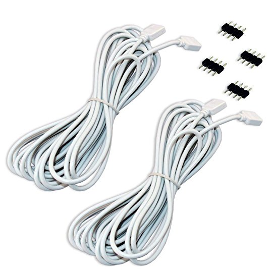 ZITRADES(TM) 2PCS 5M long extension cable connect female plug for RGB 3528 5050 strip with 4pcs 4pin connectors male