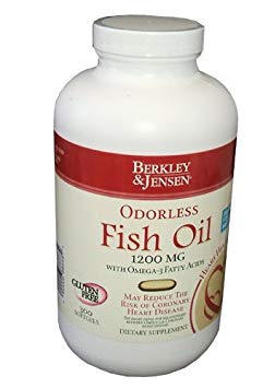 Berkley and Jensen Odorless Fish Oil 1200 mg With Omega 3 Fatty Acids 300 Softgels Per Bottle