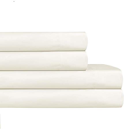 AURAA ESSENTIAL 100% Cotton Peached Percale Sheet Set - Queen Sheets - 4 Piece Set, Feather Soft, DEEP Pocket,Big Sale Days,Oeko-TEX Certified, Ivory