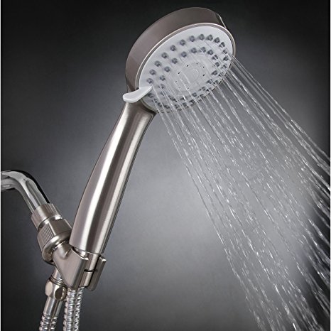 KASUNY High Pressure Handheld Shower Head Set Suit for Low Water Pressure Condition with 6.5 Feet Long Hose Shower Bracket and Teflon Tape-Brushed Nickel