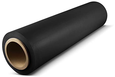 Pallet Stretch Wrap, Tinted Plastic Cling Wrap, Black, 18 Inch x 1000 Feet, 80 Gauge, 4 Pack