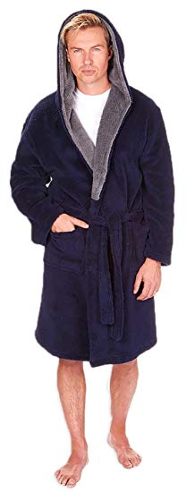 MICHAEL PAUL Men's Hooded Soft & Cosy Snuggle Fleece Dressing Gown