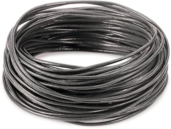 BEADNOVA Genuine Round Leather Cord Grey Leather Strips for Jewelry Making Bracelet Necklace Beading (11 Yards,1.5mm)