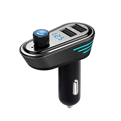 GXY KIT Car Charger 36W Dual USB 5V 3.1A with Bluetooth Fm Transmitter for Car Radio, Hands Free Calling