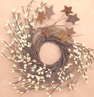 CWI Gifts Pip and Twig with Rusty Star Wreath, 7-Inch, Ivory
