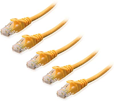 Cable Matters 5-Pack Snagless Cat6 Ethernet Cable (Cat6 Cable, Cat 6 Cable) in Yellow 10 Feet