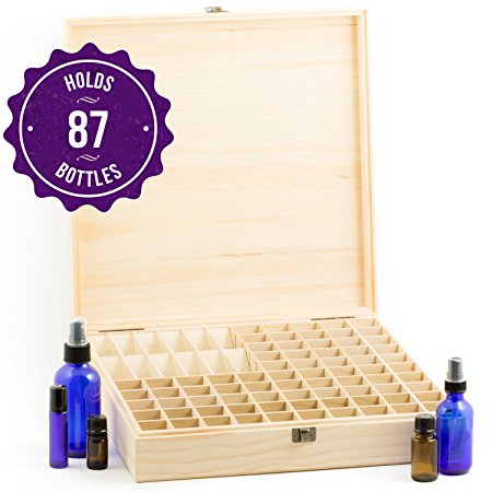 Aroma Outfitters Wooden Essential Oil Storage Box Holds 87 Bottles