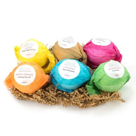 [New Release] Bath Bombs Gift Set, 3.5oz, Best for Aromatherapy, Relaxation, Moisturizing with Jojoba Oil and Shea Butter, Per Scent Essential Oils of Peppermint/ Orange/Lemon/Rose/Lavender/Citronella