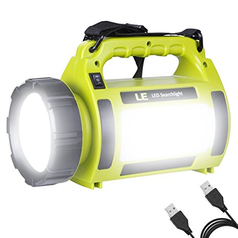 LE 1000lm Rechargeable Outdoor LED Spotlight, 10W CREE T6 LED Searchlight, Dimmable Camping Lantern, 3600mAh Power Banks, 3 Modes, SOS, LED Area Light, Waterproof, High Power Beam Flashlight Torch