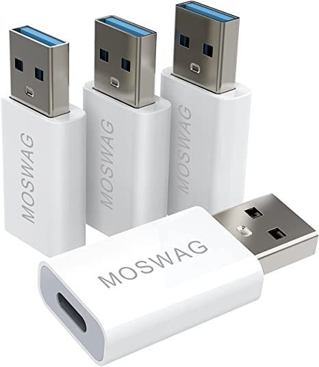 MOSWAG USB C to USB Adapter 4 Pack,USB-C to USB 3.0 Adapter,USB 3.0 Male to USB C Female OTG Adapter Compatible for Magsafe,MacBook Pro2019,MacBook Air 2020,iPad Pro 2020 and More