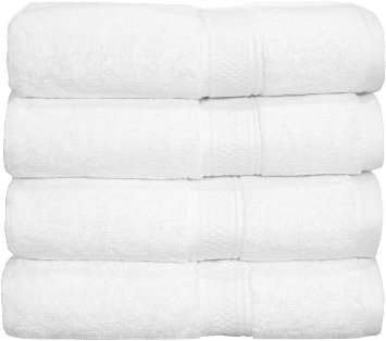 Utopia Towels Premium 100% Cotton Bath Towels, Easy Care, Ringspun Cotton for Maximum Softness and Absorbency, 4-Pack - White (27"x 54")
