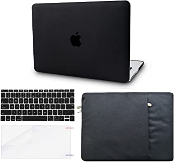 KECC Leather Case Compatible with MacBook Pro 13" (2021/2020, Touch Bar) w/Keyboard Cover   Sleeve   Screen Protector (4 in 1 Bundle) Italian Leather Case A2338 M1 A2289 A2251 (Black Leather)