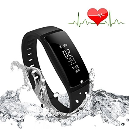 Waterproof Smart Watch Bluetooth Smart Bracelet Wristband Watch Fitness Tracker Blood pressure Sleep Monitor Pedometer Call Reminder For iphone Android Phone (V07-Black)