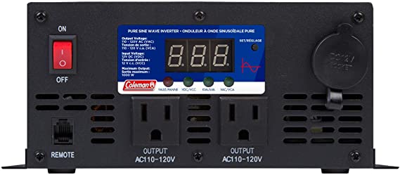 Coleman 18100 Black 13.2" x 9.3" x 3.7" (LxWxH) 1000 Watt Pure Sine Wave Inverter