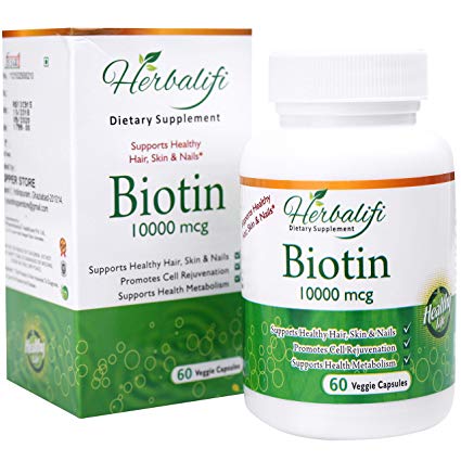 Herbalifi Biotin Maximum Strength For Beautiful Hair, Skin & Nails, Veg-Capsule 10,000 Mcg-60 Counts