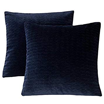 PHF Velvet Wrinkled Throw Pillow Cover Home Decor 18"x18" Cushion Cover Pack of 2 Navy Blue/Midnight Blue