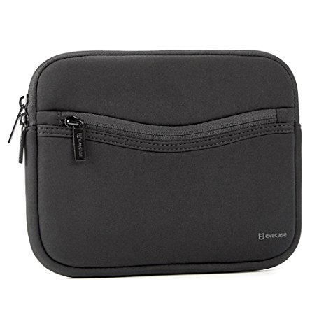 iPad Mini 4 sleeve, Evecase Smile Padded Neoprene Zipper Carrying Sleeve Case Bag with Front Accessory Pocket for iPad Mini 4, 3, 2 / Android 7 - 8 inch Tablet Device - Black