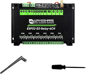 Waveshare Industrial 6-Channel ESP32-S3 WiFi Relay Module, Supports WiFi/Bluetooth/RS485 Control, Onboard RS485 / Pico HAT Interfaces, with Multiple Isolation Protection Circuits