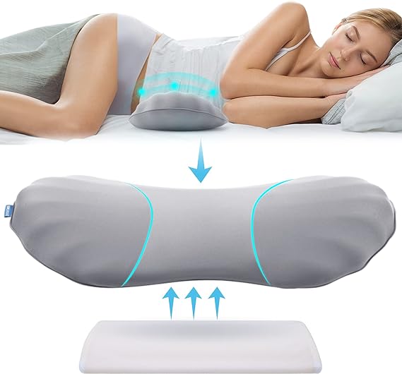 RESTCLOUD Adjustable Lumbar Support Pillow for Sleeping Memory Foam Back Support Pillow for Lower Back Pain Relief, Back Pillow for Sleeping, Lumbar Support Pillow for Bed and Chair