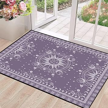 Sun and Moon Rug Boho Celestial Area Rugs for Bedroom Dorm Living Room Bohemian Occult Crescent Solar Stars Galaxy Floor Mat Pad Doormat Carpet,47" X 31",Rum