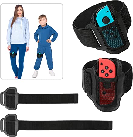 MoKo Switch Leg Strap for Nintendo Switch Sports/Ring Fit Adventure, Switch Sports Leg Straps Compatible with Switch OLED/Switch Joy-Con, Two Size Adjustable Elastic Straps for Adults and Kids, 2 Pack