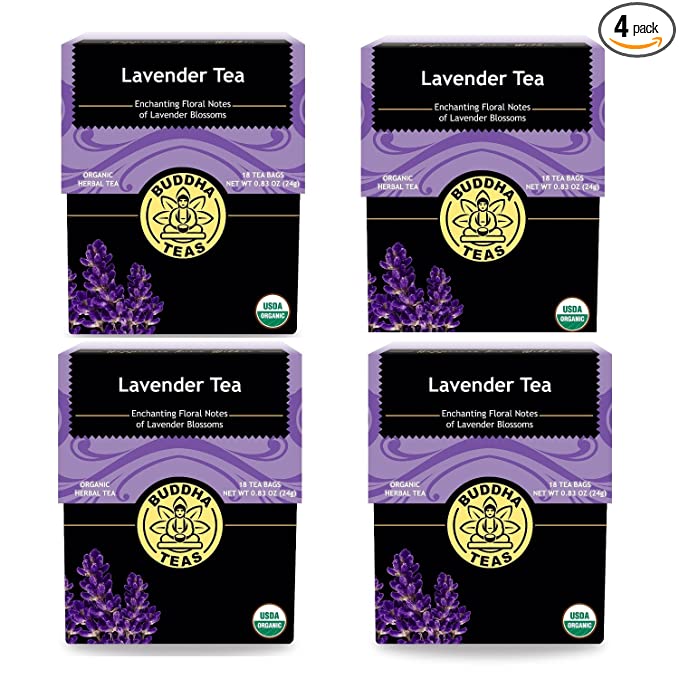 Buddha Teas Organic Lavender Tea 18 Bags/Box (Pack of 4)