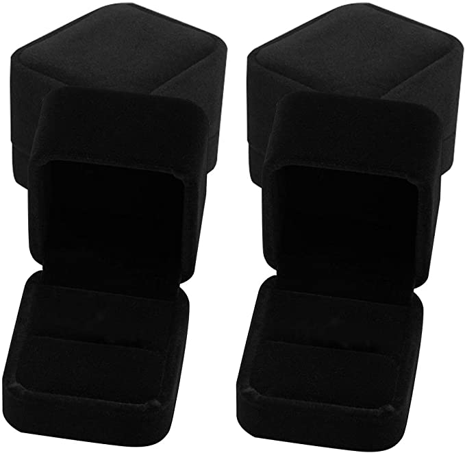 HUIMALL Ring Gift Boxes, 4 PCS Velvet Ring Box Single With Lids Earring box Jewellery Boxes Black Ring Boxes for Rings Jewellery Bulk Engagement Wedding Day Birthday Gifts