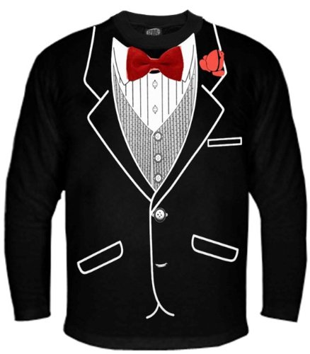 Bewild Brand All Occasion Formal Tuxedo Long Sleeve Shirt (Black)