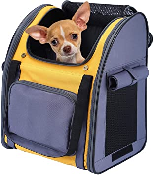Pettom Pet Backpack Carrier for Small Dogs Cats Puppies Bunny Two-Sided Entry Safety Features Outdoor Rucksack for Small Dog Pet for Car Travel Hiking