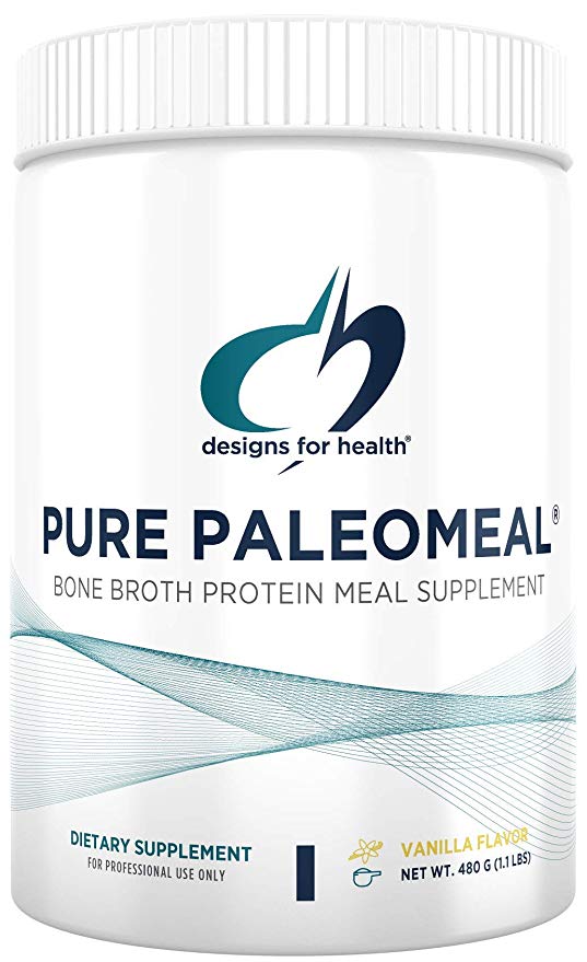 Designs for Health Pure PaleoMeal - Vanilla Bone Broth Protein Powder, 17g Bone Broth Protein with Active Folate   Chelated Minerals (15 Servings / 480g)