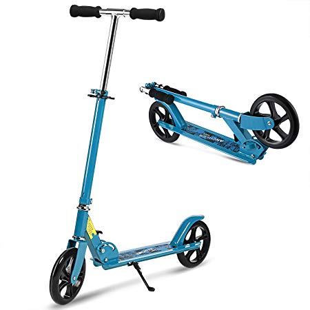 WeSkate Scooter for Adults Teens, Urban Scooter with Adjustable Foldable Dual Suspension, Adults Scooter 8 inches Big Wheels Rear Fender Brake, Aluminium Alloy Commuter Teens Scooter for Age 10 Up