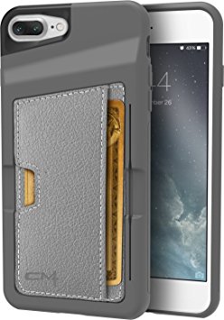 CM4 iPhone 7 Plus Wallet Case - Q Card Case for iPhone 7  [Slim Protective Kickstand Grip Cover] - Gunmetal Gray
