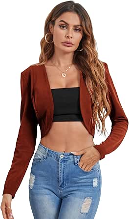 Milumia Business Casual Blazers for Women Open Front Crop Lightweight Jacket Shrug Outwear