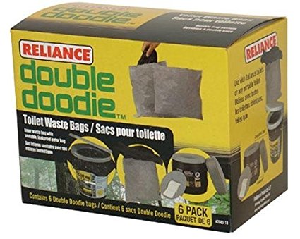 Reliance Double Doodie Toilet Waste Bags-No Gel (Black, Small)