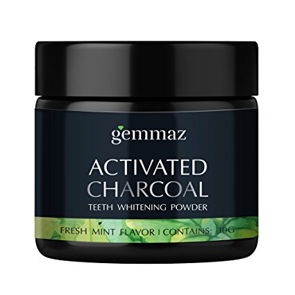 Teeth Whitening Activated Charcoal Powder - From Organic Coconut Shell and Food Grade Formula - All Natural Spearmint Flavor Tooth Whitener