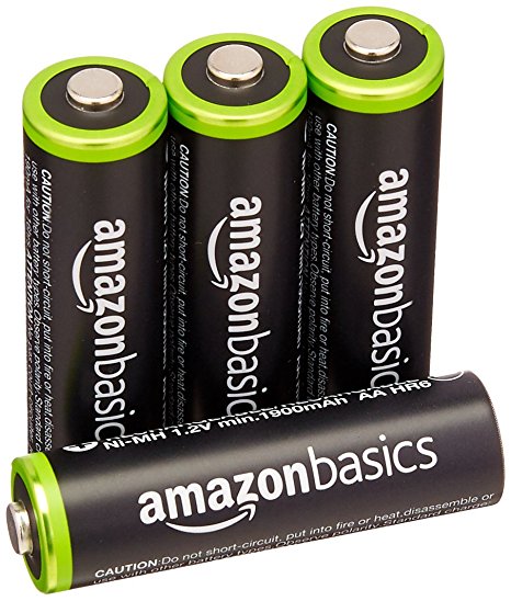 AmazonBasics AA Rechargeable Batteries (4-Pack) Pre-charged - Packaging May Vary