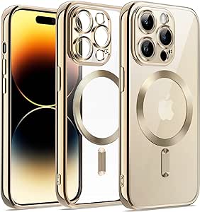 JETech Electroplated Case for iPhone 14 Pro Max 6.7-Inch, Camera Lens Full Protection, Compatible with MagSafe Wireless Charging, Shockproof Soft TPU Phone Cover (Gold)