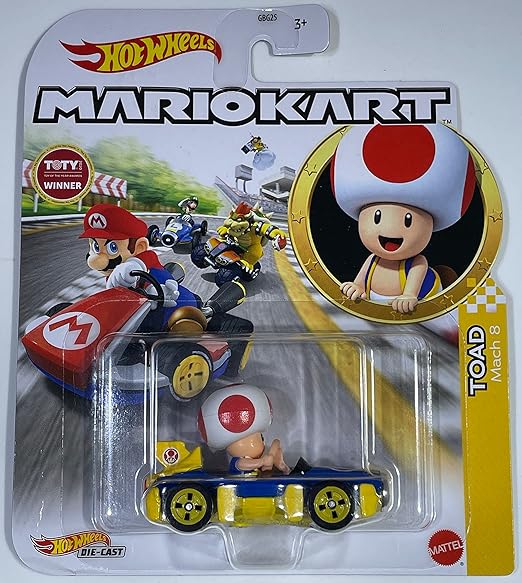 Hot Wheels - Mario Kart - Toad - Mach 8 - Mint/NrMint Ships Bubble Wrapped in a Box