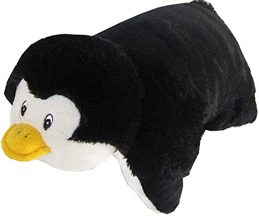 Penguin Zoopurr Pets 19" Large, 2-in-1 Stuffed Animal and Pillow with Embroidered Eyes | Expandable Cushion | Premium Soft Plush Cute Toy Travel Comfort | Great Present for Toddlers & Kids