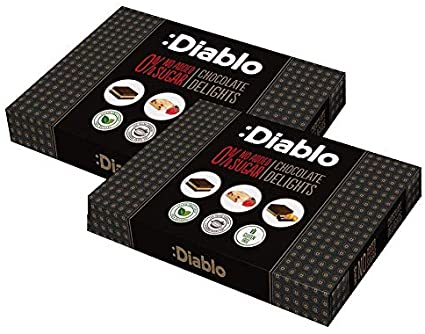 Diablo Chocolate Delights - Assorted Dark, Milk & White Chocolates Box - No Added Sugar Free 115g (Pack of 2)