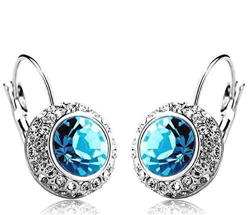 Shining Diva Blue Platinum Plated Crystal Clip-On Earrings For Women/Girls