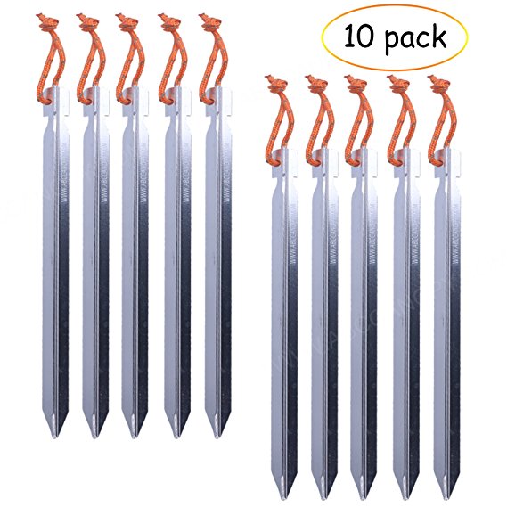 ABCCANOPY Ultralight Aluminum Tent Stakes Rhombic Tent Pegs with Pull Cords & Pouch (silvery)