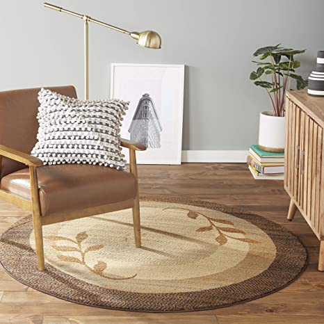 Home Dynamix Royalty Clover Modern Area Rug, Brown Multi, 7'10" Round